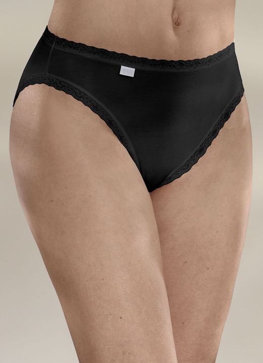Slips - Sloggi 24/7 Dreierpack Slips mit Spitzenbandabschlüssen Ansicht 3 Slips - Sloggi 24/7 Dreierpack Slips mit Spitzenbandabschlüssen, in Größe 038 bis 048, in Farbe SCHWARZ Ansicht 3