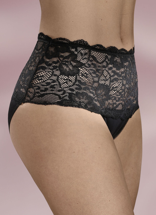 Slips - Dreierpack Slips mit Elastikspitze, in Größe 036 bis 050, in Farbe 2X SCHWARZ, 1X WEISS Ansicht 3