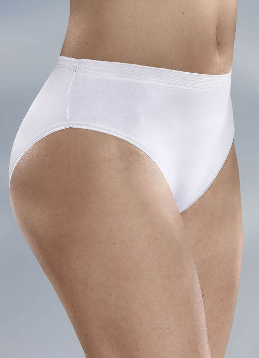 Slips - Fünferpack Slips mit glänzenden Abschlüssen Ansicht 4 Slips - Fünferpack Slips mit glänzenden Abschlüssen, in Größe 036 bis 052, in Farbe 3X SCHWARZ, 2X WEISS Ansicht 4
