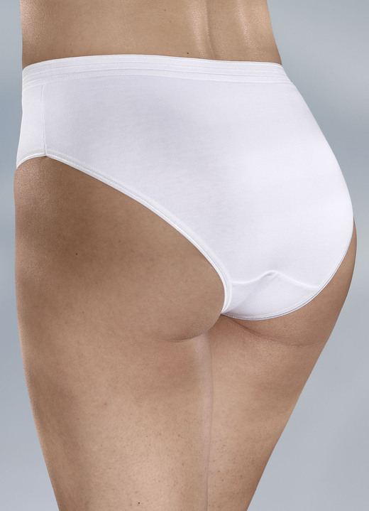Slips - Fünferpack Slips mit glänzenden Abschlüssen, auch als Spar-Zehnerpack erhältlich, in Größe 036 bis 052, in Farbe WEISS, in Ausführung Fünferpack Slips Ansicht 1