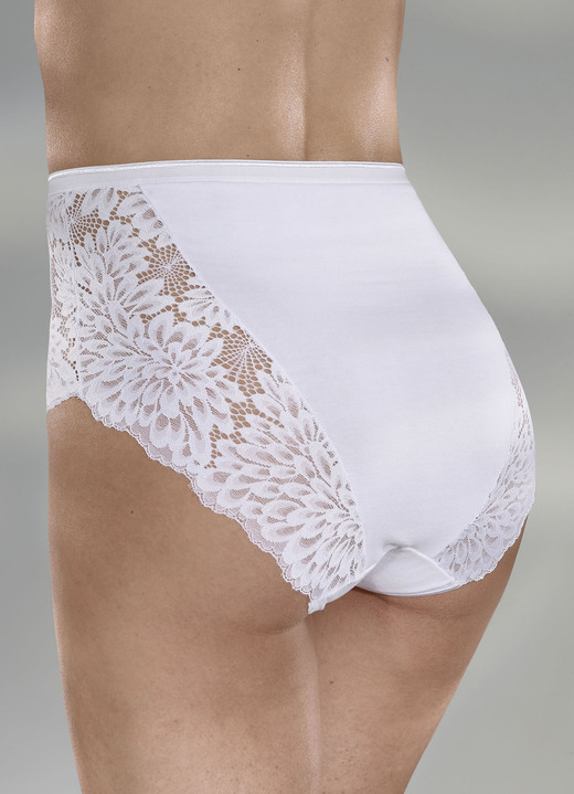 Slips - Laurina Dreierpack Slips mit hübscher Elastikspitze Ansicht 2 Slips - Laurina Dreierpack Slips mit hübscher Elastikspitze, in Größe 038 bis 050, in Farbe 2X WEISS, 1X SCHWARZ Ansicht 2