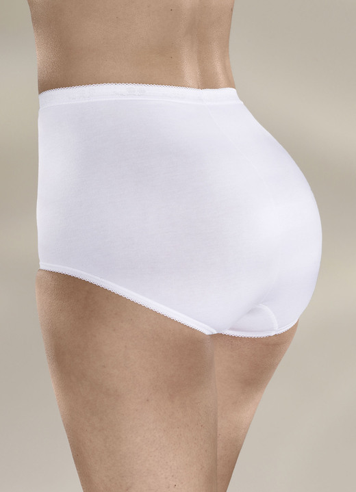Slips - Sloggi Dreierpack Maxi Slip mit elastischen Abschlüssen Ansicht 2 Slips - Sloggi Dreierpack Maxi Slip mit elastischen Abschlüssen, in Größe 038 bis 058, in Farbe WEISS Ansicht 2