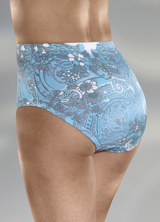 Slips - Viererpack Slips mit Druckdessin, in Größe 038 bis 056, in Farbe TÜRKIS-WEISS-GRAU Ansicht 2