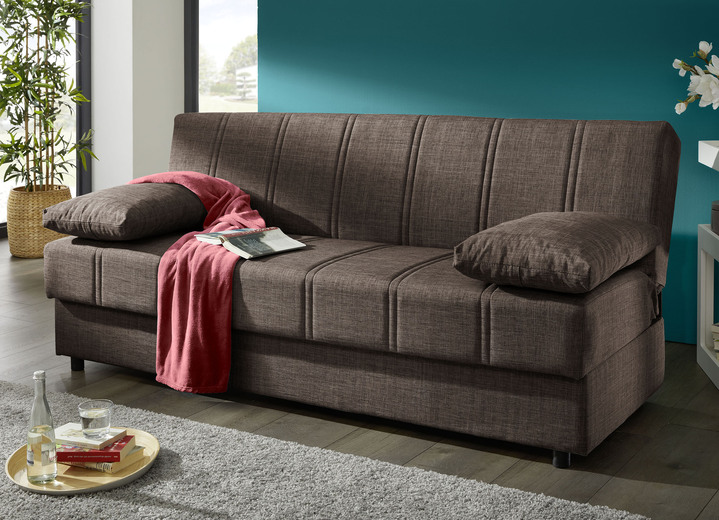 Schlafsofas - Frei im Raum aufstellbares Schlafsofa mit Dekokissen und Bettkasten, in Farbe CREME Ansicht 7