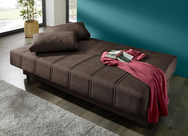 Schlafsofas - Frei im Raum aufstellbares Schlafsofa mit Dekokissen und Bettkasten, in Farbe CREME Ansicht 8