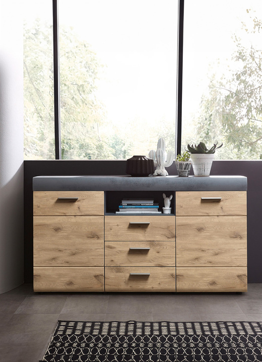 Sideboards - Sideboard mit Schubladen und Türen mit Softclose und Selbsteinzug, in Farbe EICHE-GRAPHIT