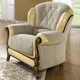 Sessel - Polstermöbel mit edlen Holzchatosen – Farbe BEIGE – Ansicht 2 Sessel - Polstermöbel mit edlen Holzchatosen, in Farbe TAUPE, in Ausführung Sessel – Farbe BEIGE – Ansicht 2