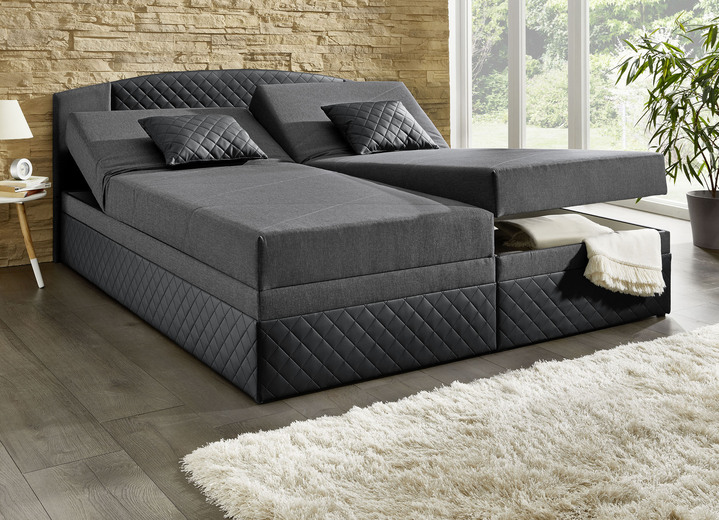 Boxspringbetten - Boxspringbett mit Bettkästen Ansicht 1 Boxspringbetten - Boxspringbett mit Bettkästen, in Farbe SCHWARZ-ANTHRAZIT Ansicht 1