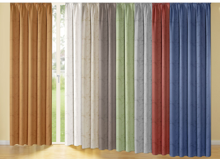 Klassisch - Blickdichter Verdunkelungsschal mit Kräuselband, in Größe 358 (H145xB140 cm) bis 456 (H245xB140 cm), in Farbe COGNAC Ansicht 2