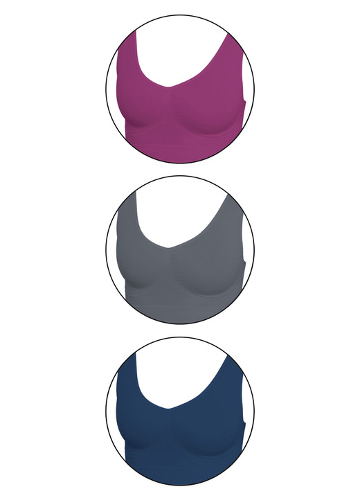 Bustiers - Nahtloser Komfort-BH 3er-Set Ansicht 3 Bustiers - Nahtloser Komfort-BH 3er-Set, in Größe 3XL (52/54) bis XXL (48/50), in Farbe SCHWARZ-WEISS-HAUT Ansicht 3