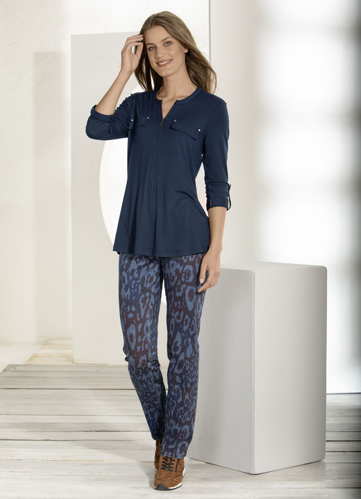 - Shirt-Tunika mit modischem Stehkragen, in Größe 036 bis 054, in Farbe MARINE Ansicht 2