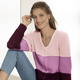 Langarm - Pullover in Color-Blocking – Farbe ROSA-ROSÉ-BORDEAUX – Ansicht 1 Langarm - Pullover in Color-Blocking, in Größe 036 bis 052, in Farbe ROYALBLAU-HELLBLAU-MARINE – Farbe ROSA-ROSÉ-BORDEAUX – Ansicht 1