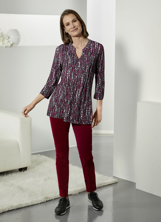 - Shirt-Tunika hübscher Fältelung, in Größe 036 bis 054, in Farbe KORALLE-ROT-BUNT Ansicht 2