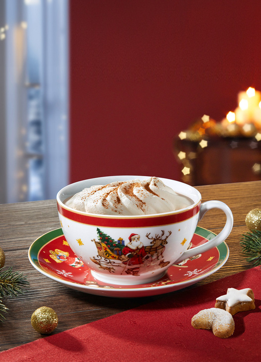 Weihnachtliche Geschenkideen - Jumbotasse aus hochwertigem Porzellan, 2-teilig, in Farbe WEISS-ROT Ansicht 2