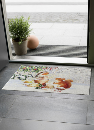 Fußmatte Eichhörnchen mit Vogel