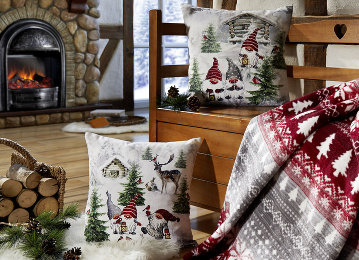 Dekokissen & Hüllen - Kissenbezüge mit Wichtel-Motiven, in Farbe BUNT, in Ausführung Kissenbezug Wichtel mit Hirsch Ansicht 2