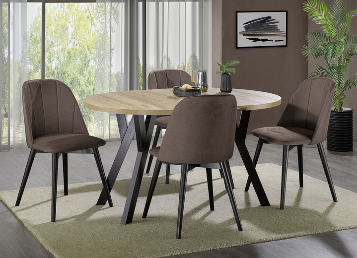 Esstische - Esszimmermöbel Gusto mit Samtbezug Ansicht 5 Esstische - Esszimmermöbel Gusto mit Samtbezug, in Farbe BEIGE-SCHWARZ, in Ausführung Stühle Gusto, 2er-Set Ansicht 5