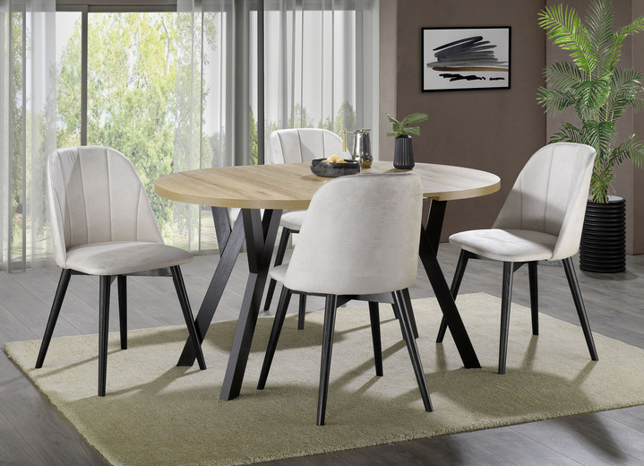 Esstische - Esszimmermöbel Gusto mit Samtbezug Ansicht 2 Esstische - Esszimmermöbel Gusto mit Samtbezug, in Farbe BEIGE-SCHWARZ, in Ausführung Stühle Gusto, 2er-Set Ansicht 2