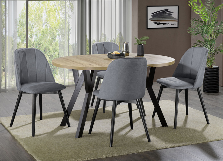 Esstische - Esszimmermöbel Gusto mit Samtbezug Ansicht 6 Esstische - Esszimmermöbel Gusto mit Samtbezug, in Farbe BEIGE-SCHWARZ, in Ausführung Stühle Gusto, 2er-Set Ansicht 6