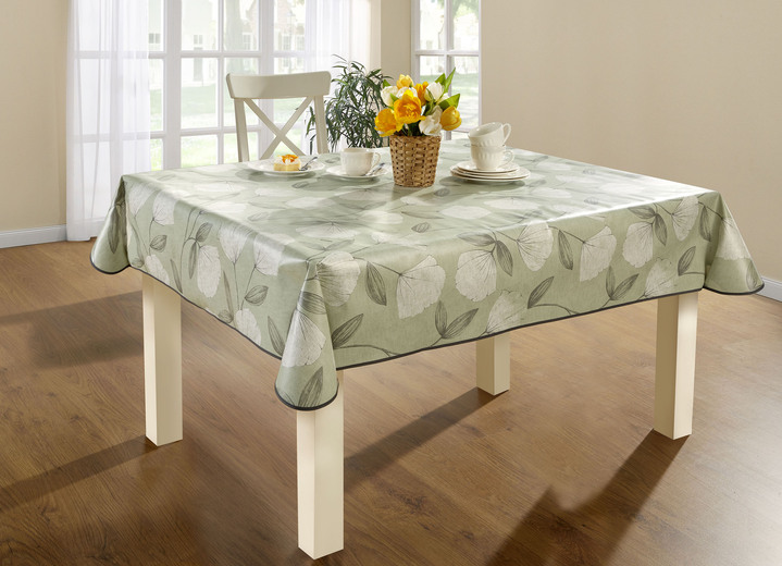 Gartentischdecken - Wachstuch-Tischdecke mit Ginkgo-Motiven, in Größe 108 (Tischdecke, 80/ 80 cm) bis 190 (Tischdecke oval, 140/190 cm), in Farbe TERRA Ansicht 4