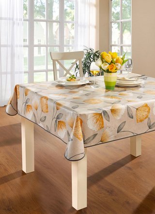 Gartentischdecken - Wachstuch-Tischdecke mit Ginkgo-Motiven, in Größe 108 (Tischdecke, 80/ 80 cm) bis 190 (Tischdecke oval, 140/190 cm), in Farbe TERRA