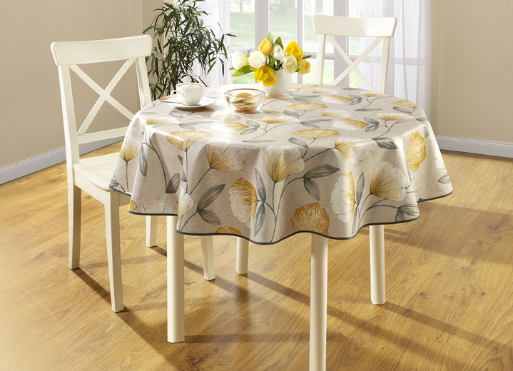 Gartentischdecken - Wachstuch-Tischdecke mit Ginkgo-Motiven, in Größe 108 (Tischdecke, 80/ 80 cm) bis 190 (Tischdecke oval, 140/190 cm), in Farbe TERRA Ansicht 3