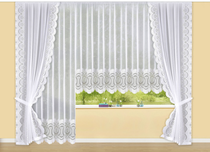 Klassisch - Raffgardinen-Garnitur mit Universalschienenband Ansicht 3 Klassisch - Raffgardinen-Garnitur mit Universalschienenband, in Größe 348 (H125xB128 cm) bis 899 (Raffhalter, 2er-Pack, 70 cm), in Farbe WEISS Ansicht 3