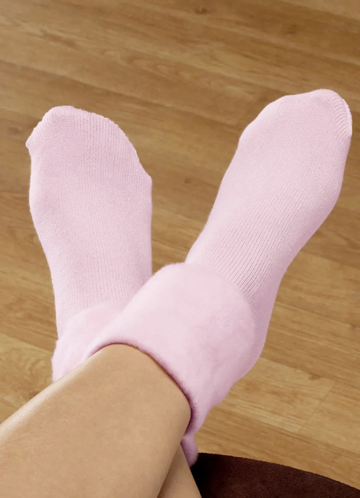 Gesundheitsstrümpfe - Bettsocken, 3 Paar, in Farbe PINK-HELLBLAU-LAVENDEL Ansicht 3