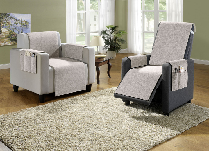Sessel- & Sofaüberwürfe - 2-in-1 Wohnaccessoires mit wohlig warmem Flor, in Größe 101 (Sesselschoner, 50x140 cm) bis 907 (Rückenstützkissen gefüllt, 22x 55 cm), in Farbe CREME