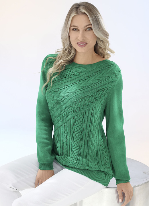 - Pullover in Strukturmix, in Größe L(44/46) bis XS(32/34), in Farbe GRÜN Ansicht 2