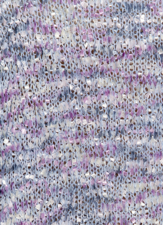 Langarm - Pullover aus edlem Federgarn, in Größe 036 bis 052, in Farbe HELLJEANS-FLIEDER-ECRU Ansicht 2