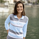 Pullover - Pullover mit dezentem Glanz – Farbe BLEU-GRAU-WEISS – Ansicht 1 Pullover - Pullover mit dezentem Glanz, in Größe 038 bis 054, in Farbe ROSÉ-GRAU-WEISS – Farbe BLEU-GRAU-WEISS – Ansicht 1