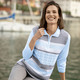 Pullover - Pullover mit dezentem Glanz – Farbe BLEU-GRAU-WEISS – Ansicht 2 Pullover - Pullover mit dezentem Glanz, in Größe 038 bis 054, in Farbe ROSÉ-GRAU-WEISS – Farbe BLEU-GRAU-WEISS – Ansicht 2