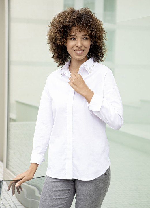 - Bluse mit Perlenzier, in Größe 038 bis 054, in Farbe WEISS