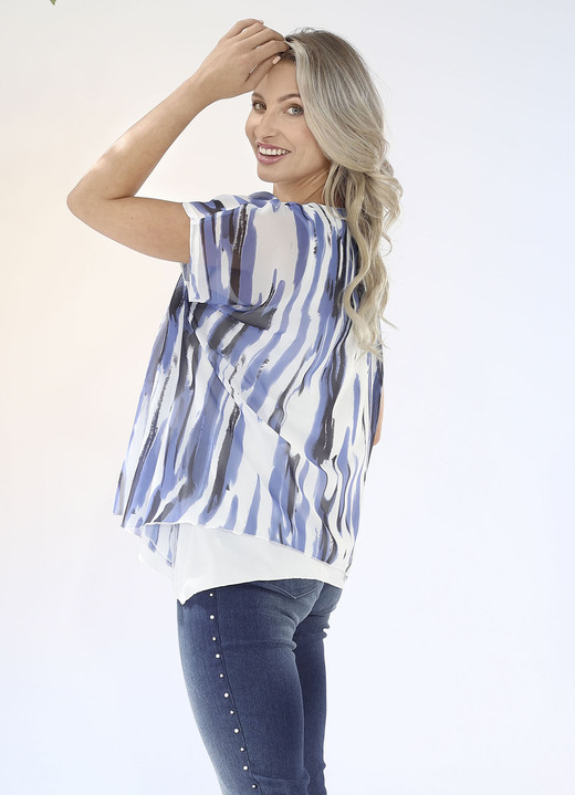 - Doppellagiges Shirt mit silberfarbenen Plättchen, in Größe 034 bis 038, in Farbe WEISS-BLAU-SCHWARZ Ansicht 2