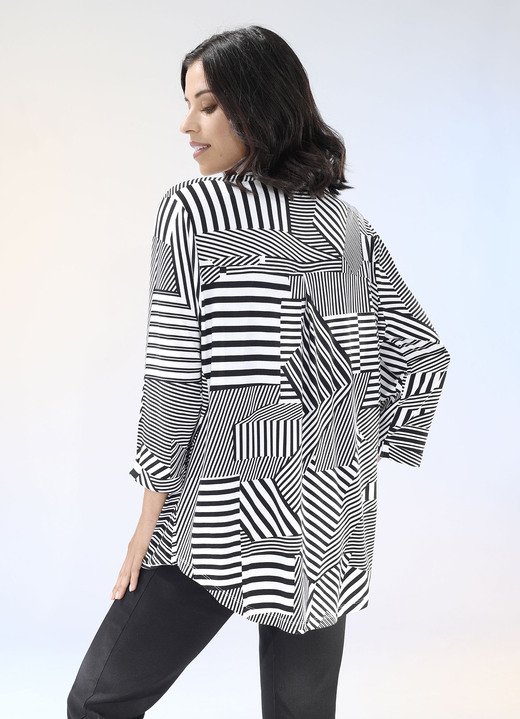 - Shirt mit raffinierter Faltenlegung im Vorderteil, in Größe 034 bis 052, in Farbe SCHWARZ-ECRU Ansicht 2