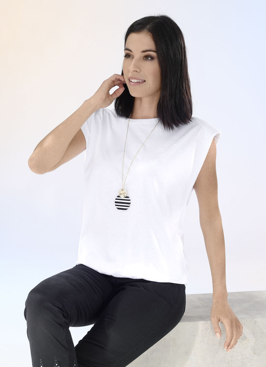 Shirts - Modisches Shirt mit Polstern in 2 Farben, in Größe 034 bis 040, in Farbe WEISS Ansicht 1