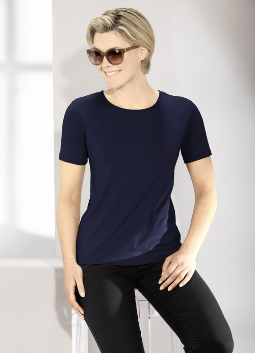 Shirts - Kombistarkes Shirt in 9 Farben, in Größe L (44/46) bis XXL (52/54), in Farbe BLEU Ansicht 7