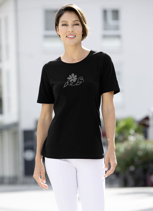 Shirts mit Strass - Shirt mit hohem Tragekomfort in 4 Farben, in Größe L (44/46) bis XXL (52/54), in Farbe MARINE Ansicht 4