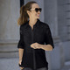 Langarm - Bluse mit Hemdkragen – Farbe SCHWARZ – Ansicht 1 Langarm - Bluse mit Hemdkragen, in Größe 036 bis 052, in Farbe ECRU – Farbe SCHWARZ – Ansicht 1