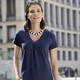 Kurzarm - Shirt-Tunika mit V-Ausschnitt – Farbe MARINE Kurzarm - Shirt-Tunika mit V-Ausschnitt, in Größe 036 bis 052, in Farbe MARINE