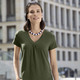 Kurzarm - Shirt-Tunika mit V-Ausschnitt – Farbe OLIV Kurzarm - Shirt-Tunika mit V-Ausschnitt, in Größe 036 bis 052, in Farbe MARINE