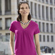 Kurzarm - Shirt-Tunika mit V-Ausschnitt – Farbe PINK Kurzarm - Shirt-Tunika mit V-Ausschnitt, in Größe 036 bis 052, in Farbe ROYALBLAU