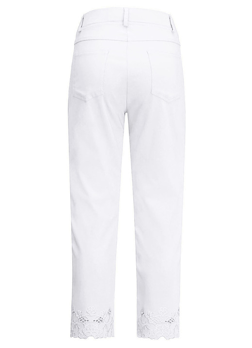 Hosen - Hose mit floralen Lochstickereien, in Größe 018 bis 052, in Farbe WEISS Ansicht 2