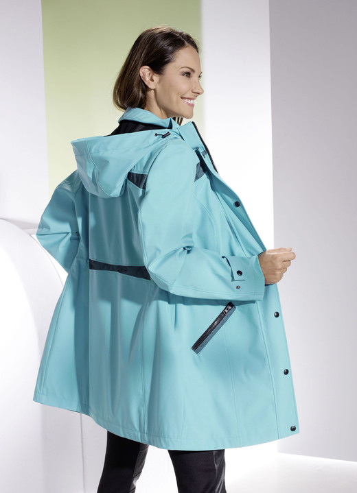 - Funktions-Longjacke mit abnehmbarer Kapuze, in Größe 019 bis 054, in Farbe TÜRKIS Ansicht 3