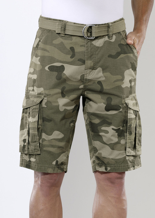 Shorts & Bermudas - Bermudas mit Gürtel und Cargotaschen in 2 Farben Ansicht 4 Shorts & Bermudas - Bermudas mit Gürtel und Cargotaschen in 2 Farben, in Größe 046 bis 062, in Farbe ANTHRAZIT-GRAU Ansicht 4