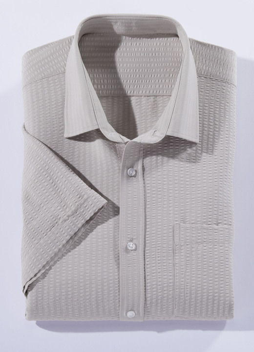 Hemden - Seersucker Hemd in 3 Farben, in Größe 3XL (47/48) bis XXL (45/46), in Farbe BEIGE