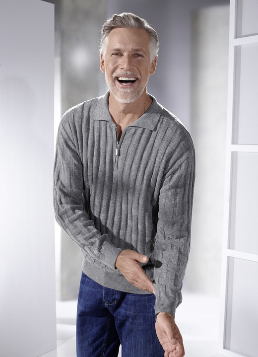 Uni - Polopullover mit kurzem Reißverschluss in 3 Farben, in Größe 046 bis 062, in Farbe MINT Ansicht 2