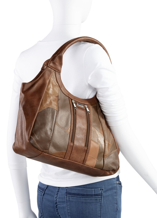 - Patchwork-Tasche aus Nappaleder , in Farbe COGNAC Ansicht 3