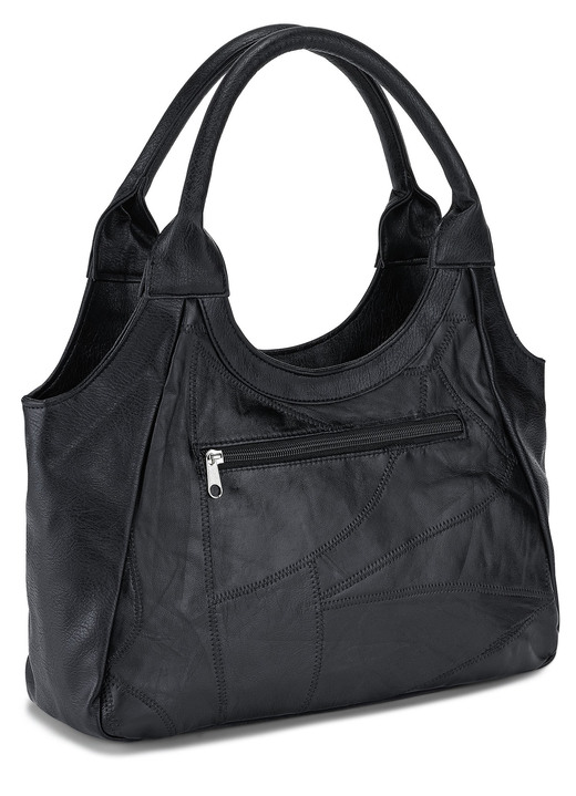 - Patchwork-Tasche aus Nappaleder , in Farbe SCHWARZ Ansicht 2